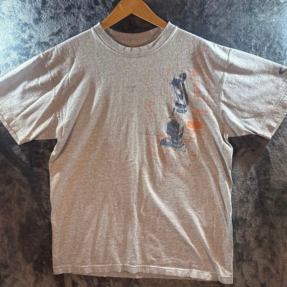 VTG Y2K Oakley Bio-Mechanical Graphic T Shirt Mens Large Heather Gray Sleeve Hit